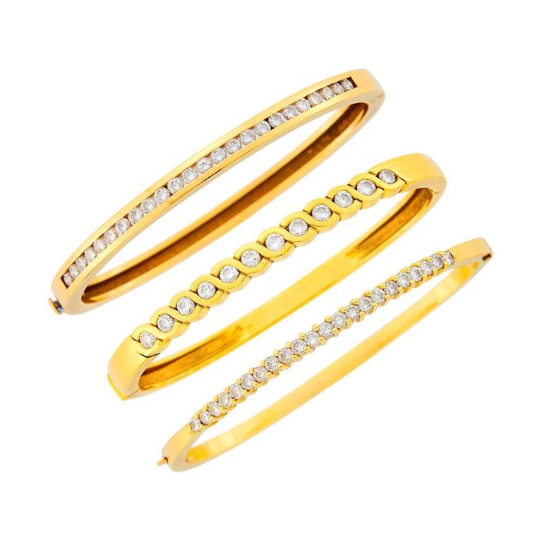 14k and 18k gold diamond bangle bracelets