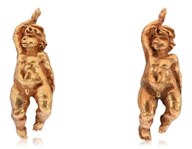 18k yellow gold putti earrings