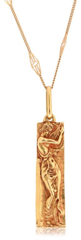 18k yellow gold muse of poetry necklace