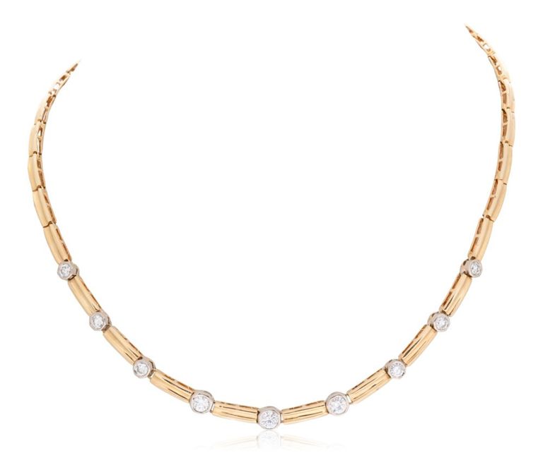 14k yellow gold and diamond spacer necklace