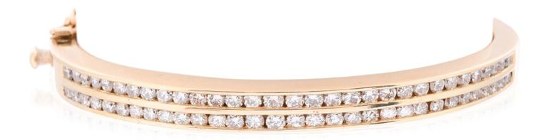 14k yellow gold and pave diamond bangle bracelet