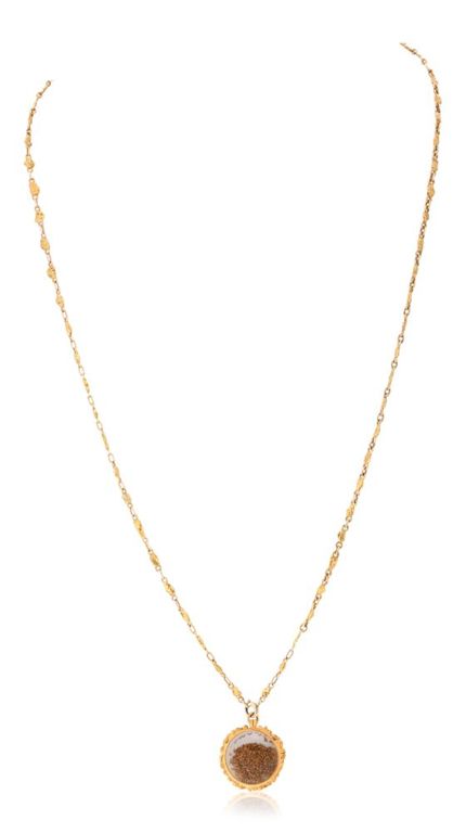 Gold nugget and crystal necklace