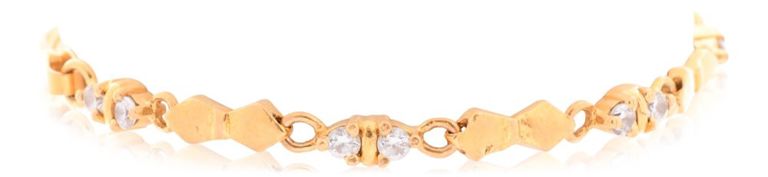 22k yellow gold nugget and white sapphire bracelet