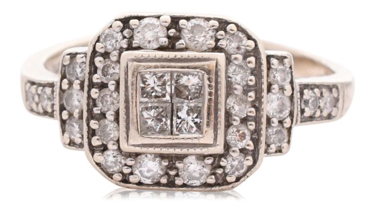 14k white gold and diamond ring