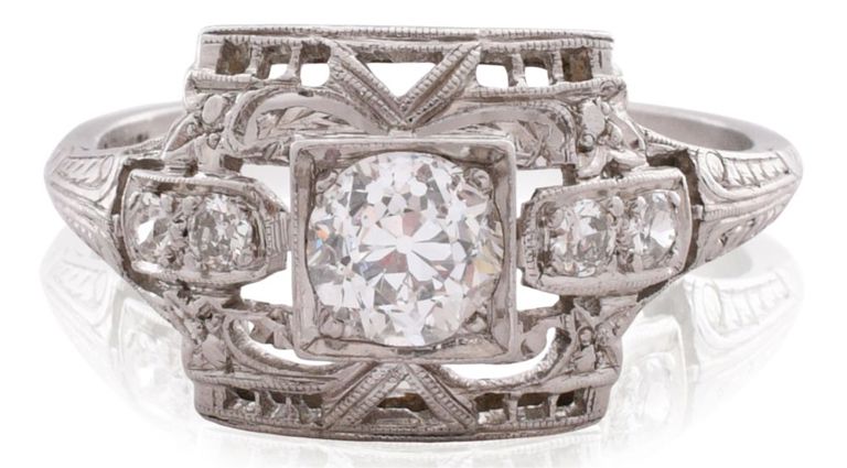 Platinum and diamond Art Deco style ring
