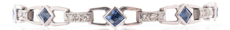 Platinum Art Deco sapphire and diamond bracelet