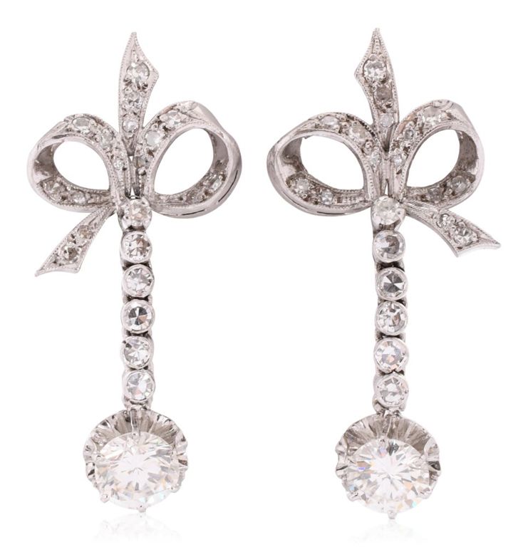 White gold moissanite and diamond drop earrings