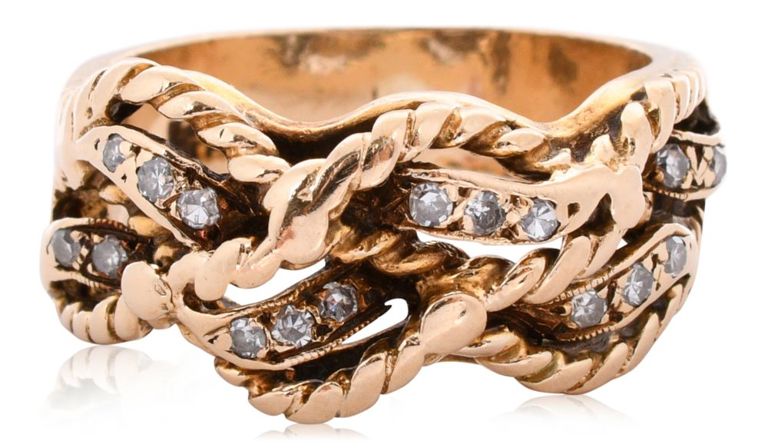 14k yellow gold and diamond ring