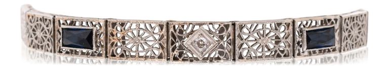 14k white gold sapphire and diamond bracelet
