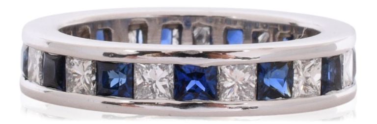 14k white gold sapphire and diamond eternity band