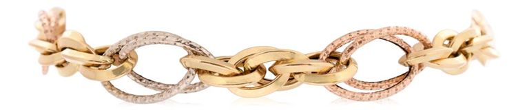 18k tri-color gold link bracelet