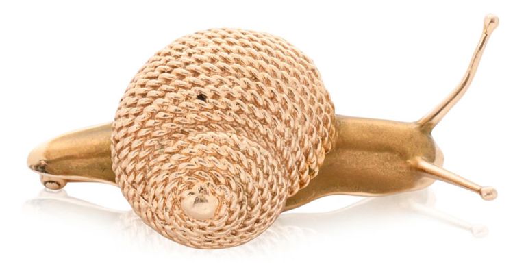 14k yellow gold snail brooch