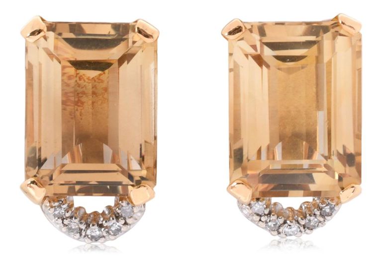 Yellow gold and citrine earrings