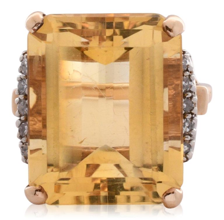 14k yellow gold and citrine ring