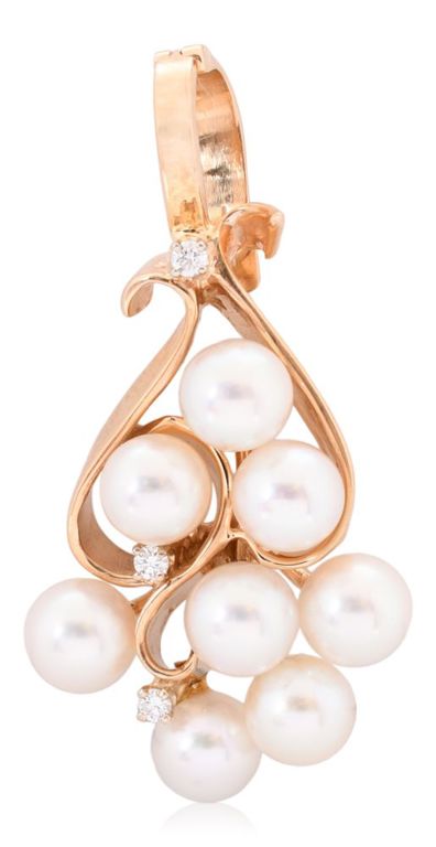 14k yellow gold pearl and diamond enhancer