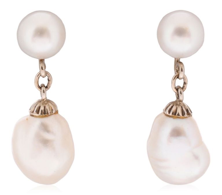 14k yellow gold pearl earrings
