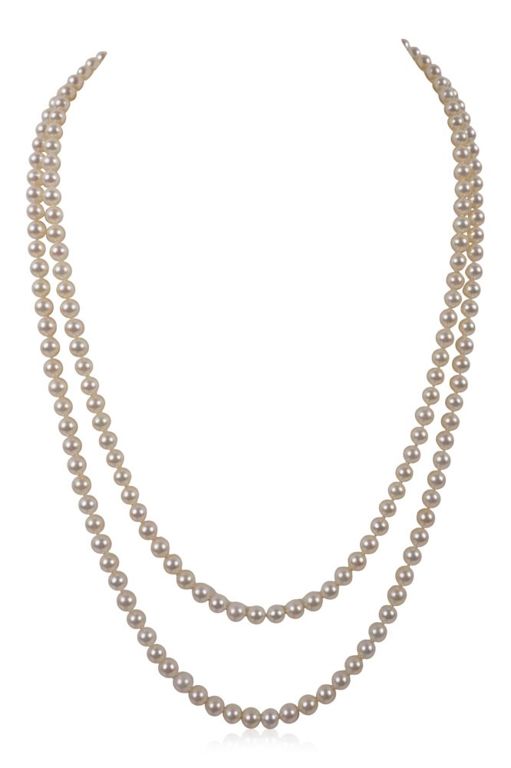 14k yellow gold double strand of pearls
