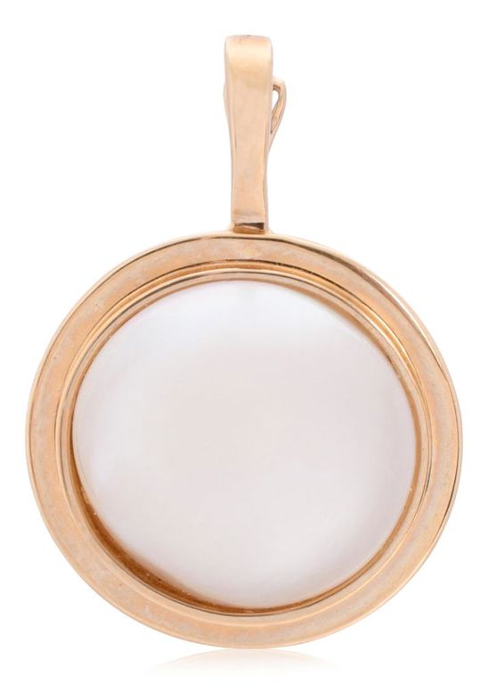 14k yellow gold mabe pearl pendant
