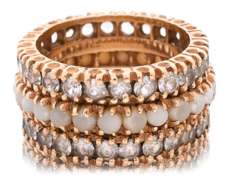 Yellow gold gemstone and pearl ring