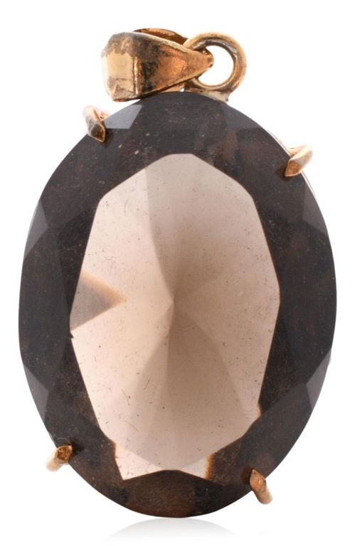 Yellow gold smoky quartz pend