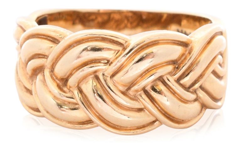 14k yellow gold half braided ring
