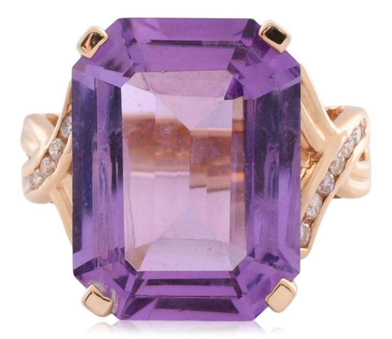 14k yellow gold and amethyst ring