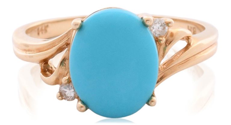 14k yellow gold and turquoise ring