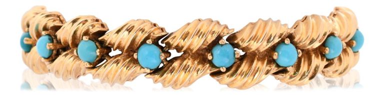 18k yellow gold and turquoise bracelet