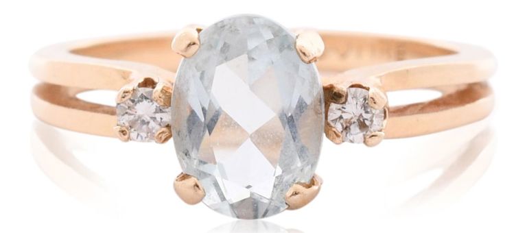14k yellow gold and aquamarine ring