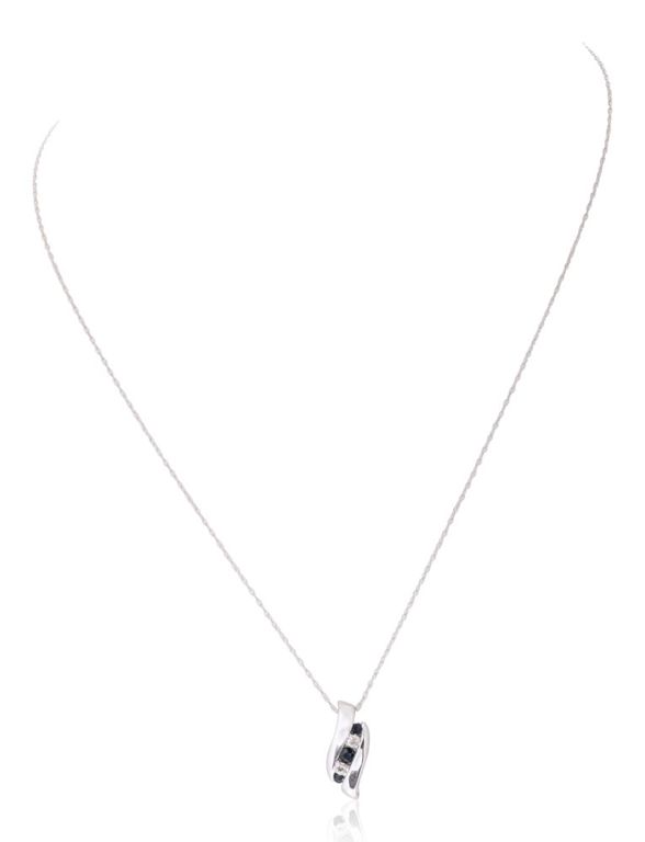 10k white gold diamond and sapphire necklace