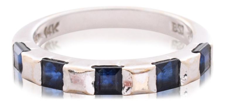 14k white gold and sapphire band