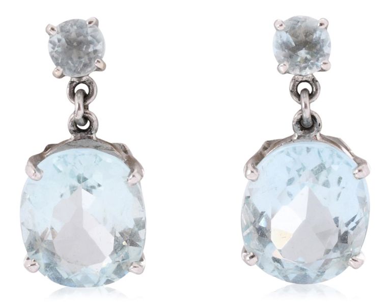 White gold and aquamarine earrings