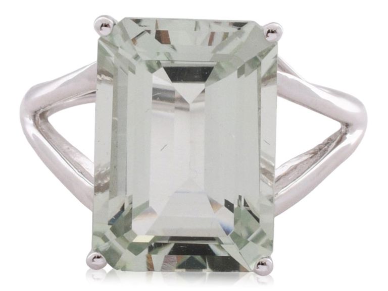14k white gold and prasiolite ring