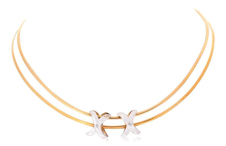 10k bi-color gold reversible 'X' necklaces