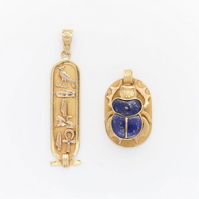 Egyptian high karat gold slate pendant