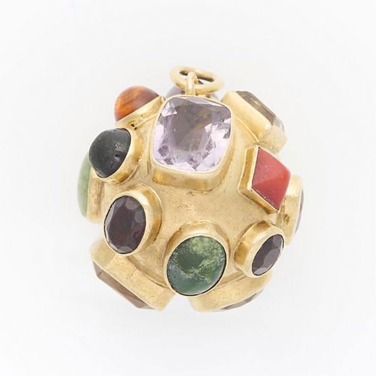 18k yellow gold semi-precious stones pendant