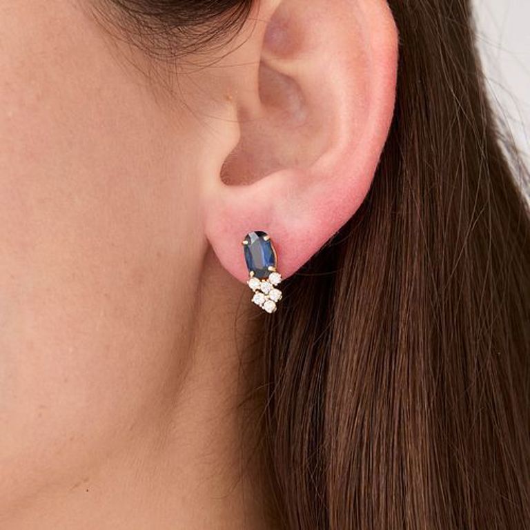 14k yellow gold sapphire earrings