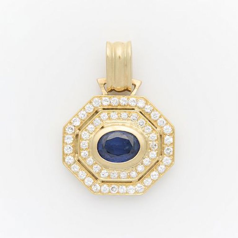 18k yellow gold sapphire pendant