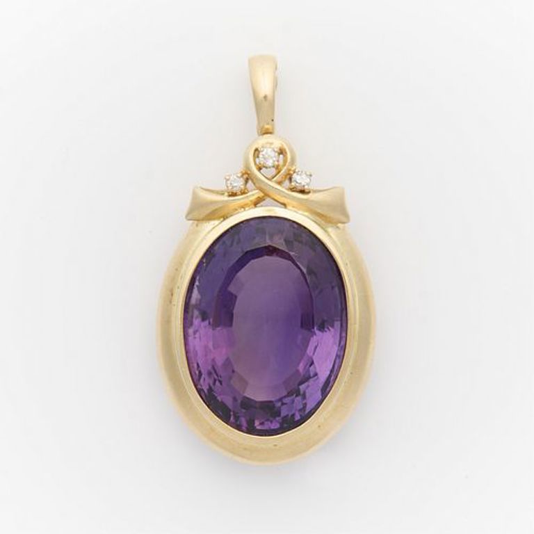 14k yellow gold amethyst pendant