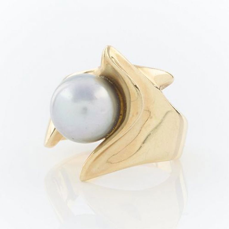 14k yellow gold pearl ring