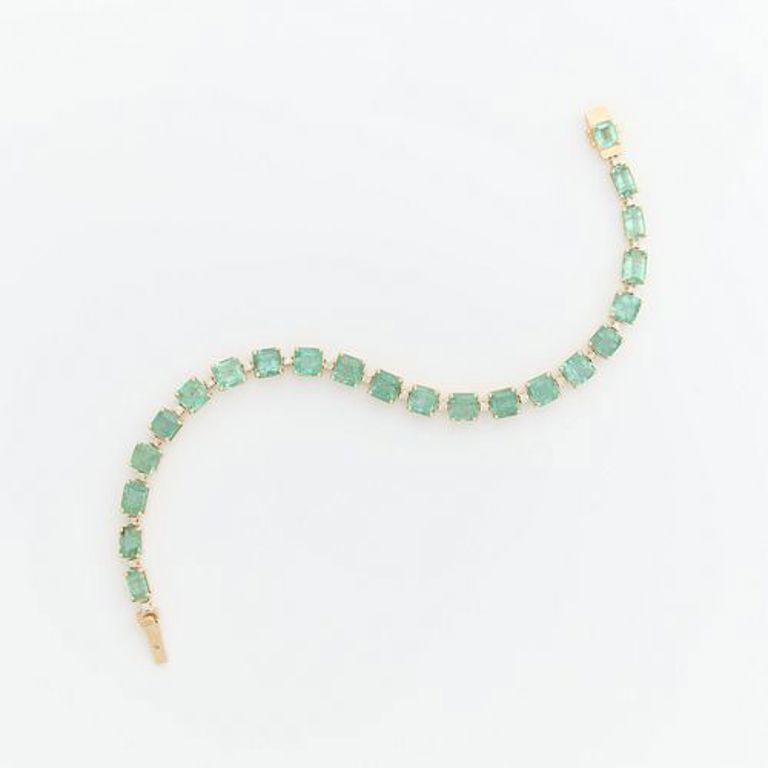 18k yellow gold emeral bracelet