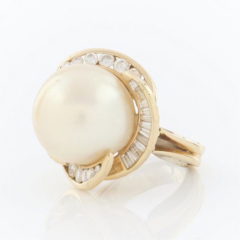 18k yellow gold pearl ring