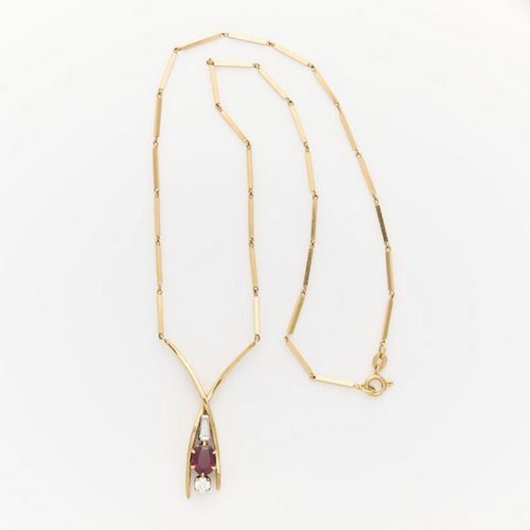 14k yellow gold ruby necklace