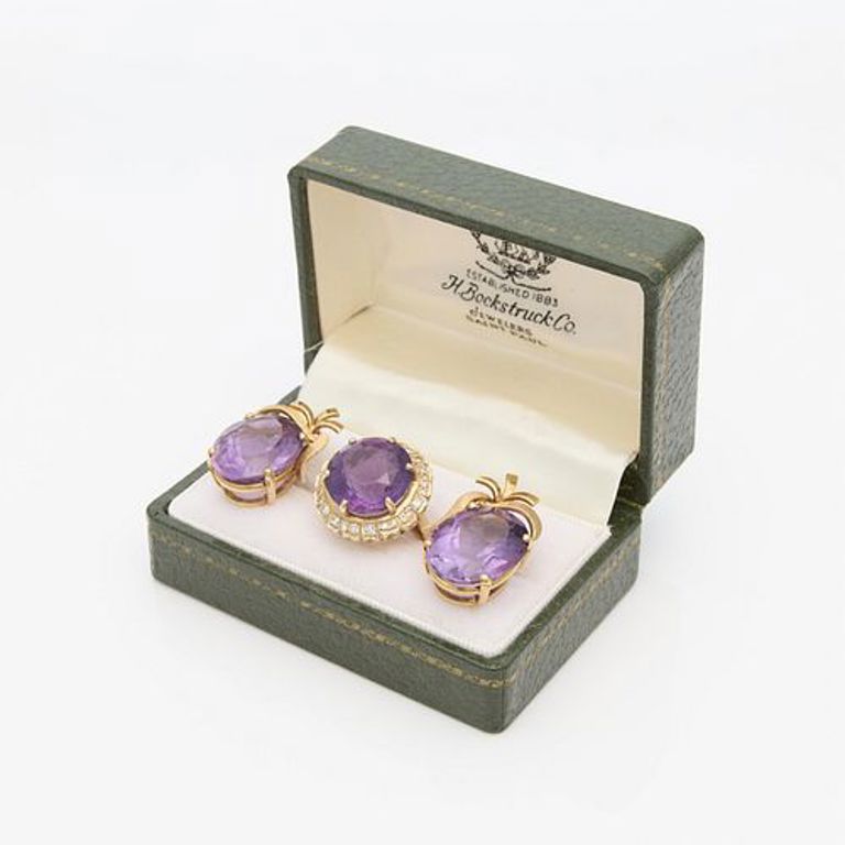 14k yellow gold amethyst jewelry set