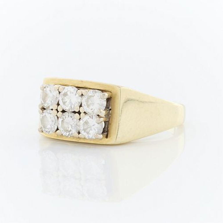 14k yellow gold signet diamond ring