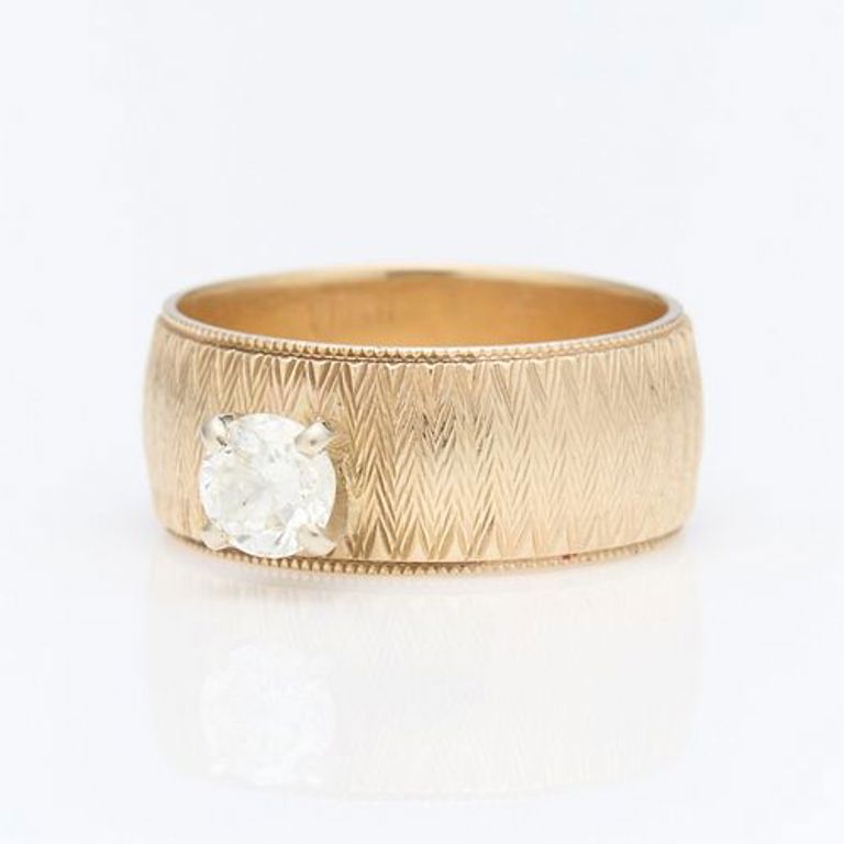 14k yellow gold band diamond ring