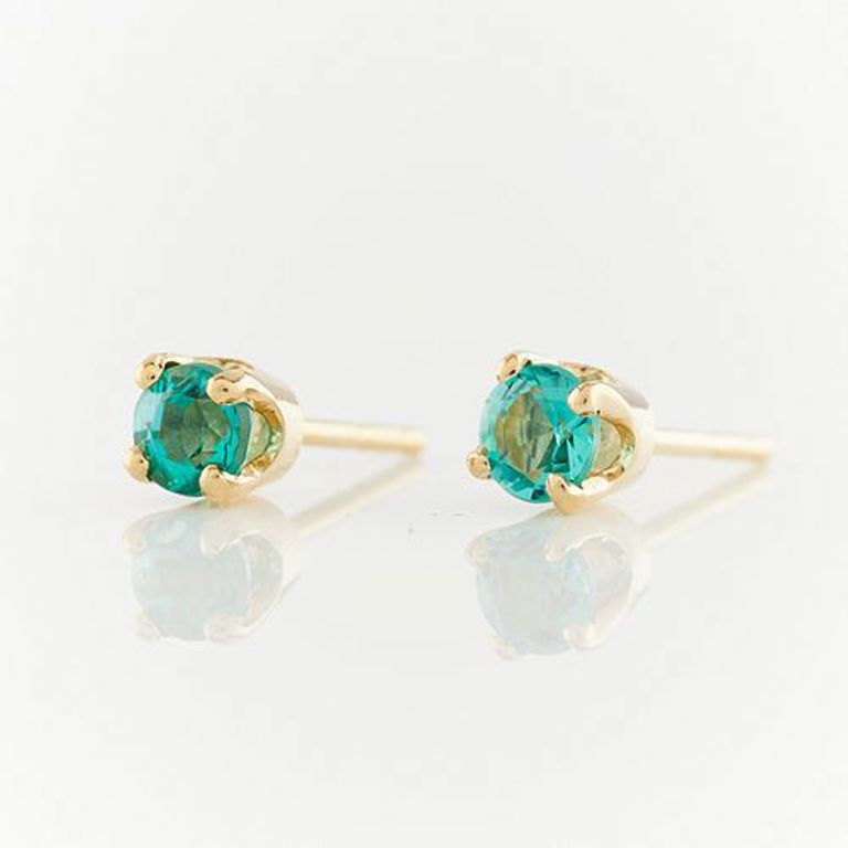 14k gold stud emeral earrings