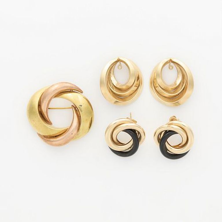14k yellow gold and enamel jewelry set