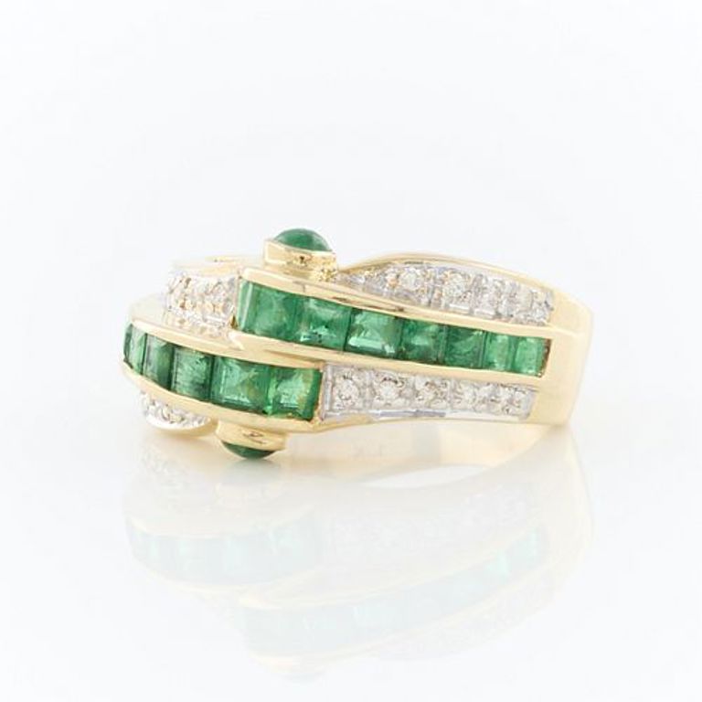 18k yellow gold and white gold emeral ring