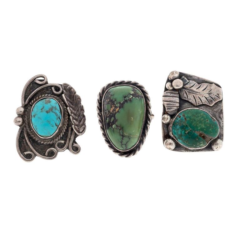 Navajo turquoise sterling silver ring collection